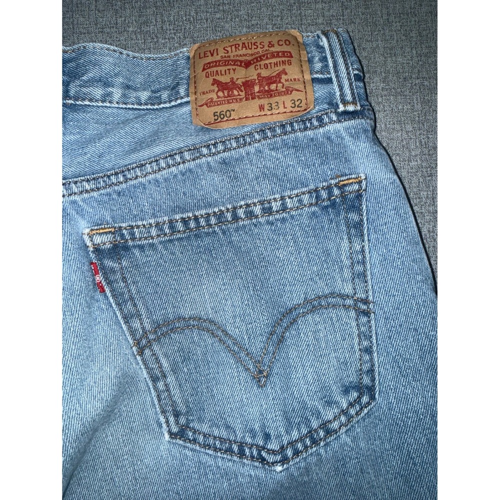 Levis Levi 560 33x30 Jeans Light Wash Blue Comfort Fit Tapered Leg Cotton